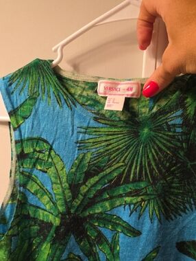 Versace for H&M Blue and Green Tropical Palm Tank